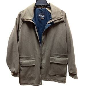 Vintage Woolrich Size Large Men Jacket Coat Wool pockets lined winter Waist High